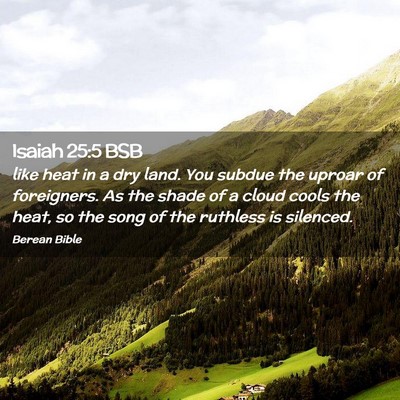 Picture 02 - Isaiah 25:5 BSB - like heat in a dry land. You subdue the uproar of - Bible Verse Picture