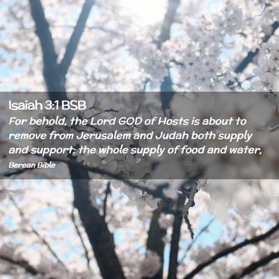Picture 02 - Isaiah 3:1 BSB - For behold, the Lord GOD of Hosts is about to - Bible Verse Picture