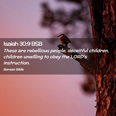 Picture 02 - Isaiah 30:9 BSB - These are rebellious people, deceitful children, - Bible Verse Picture