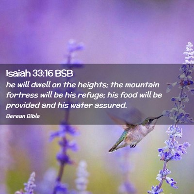 Picture 02 - Isaiah 33:16 BSB - he will dwell on the heights; the mountain - Bible Verse Picture