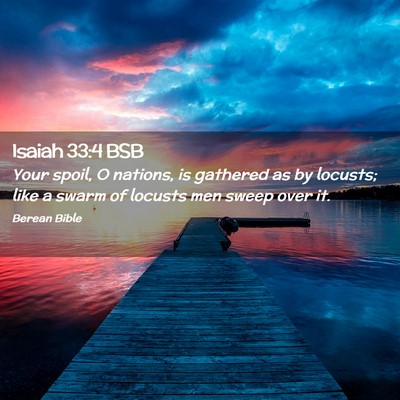 Picture 02 - Isaiah 33:4 BSB - Your spoil, O nations, is gathered as by locusts; - Bible Verse Picture