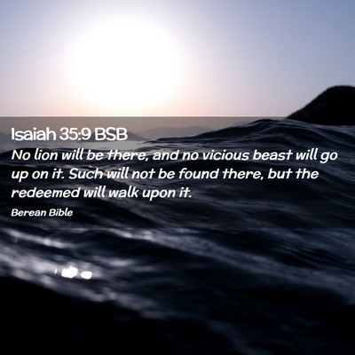 Picture 02 - Isaiah 35:9 BSB - No lion will be there, and no vicious beast will - Bible Verse Picture