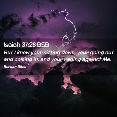 Picture 02 - Isaiah 37:28 BSB - But I know your sitting down, your going out and - Bible Verse Picture
