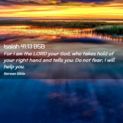 Picture 02 - Isaiah 41:13 BSB - For I am the LORD your God, who takes hold of - Bible Verse Picture