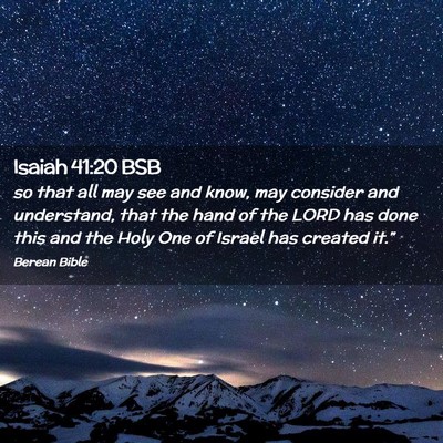 Picture 02 - Isaiah 41:20 BSB - so that all may see and know, may consider and - Bible Verse Picture