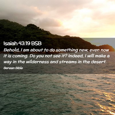 Picture 02 - Isaiah 43:19 BSB - Behold, I am about to do something new; even now - Bible Verse Picture