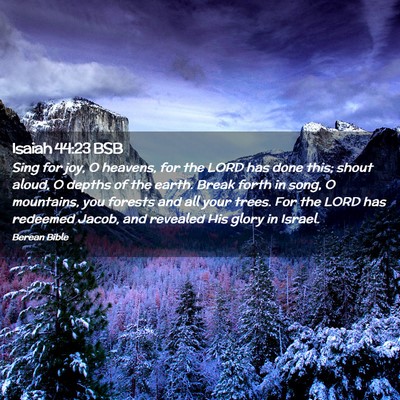 Picture 02 - Isaiah 44:23 BSB - Sing for joy, O heavens, for the LORD has done - Bible Verse Picture