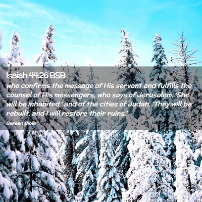 Picture 02 - Isaiah 44:26 BSB - who confirms the message of His servant and - Bible Verse Picture