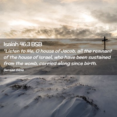 Picture 02 - Isaiah 46:3 BSB - “Listen to Me, O house of Jacob, all the - Bible Verse Picture