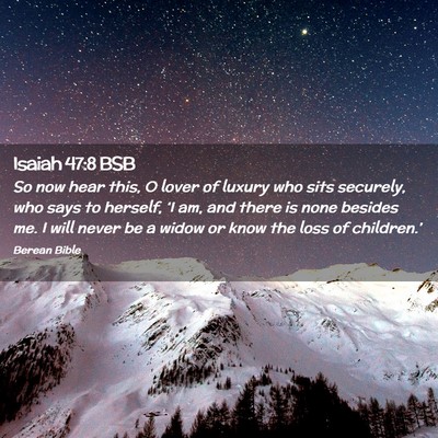 Picture 02 - Isaiah 47:8 BSB - So now hear this, O lover of luxury who sits - Bible Verse Picture