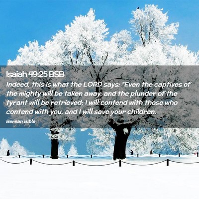 Picture 02 - Isaiah 49:25 BSB - Indeed, this is what the LORD says: “Even the - Bible Verse Picture