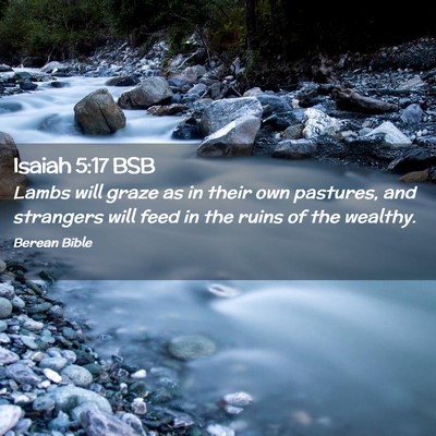 Picture 02 - Isaiah 5:17 BSB - Lambs will graze as in their own pastures, and - Bible Verse Picture
