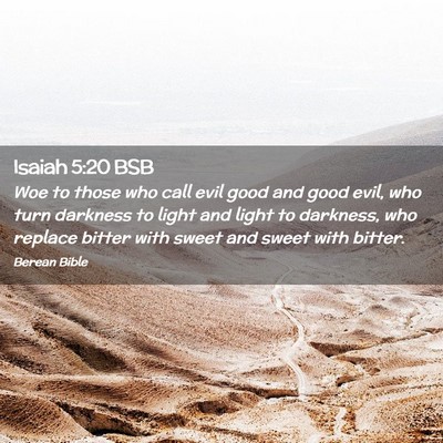 Picture 02 - Isaiah 5:20 BSB - Woe to those who call evil good and good evil, - Bible Verse Picture