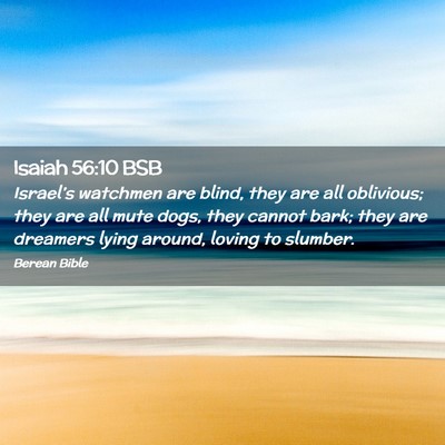 Picture 02 - Isaiah 56:10 BSB - Israel’s watchmen are blind, they are all - Bible Verse Picture
