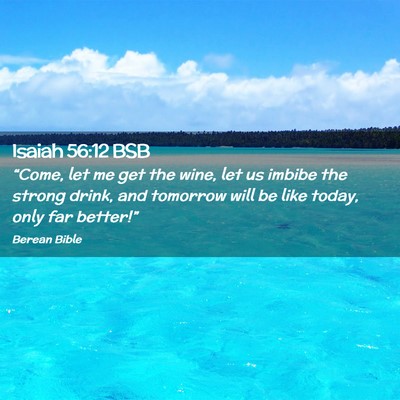 Picture 02 - Isaiah 56:12 BSB - “Come, let me get the wine, let us imbibe the - Bible Verse Picture