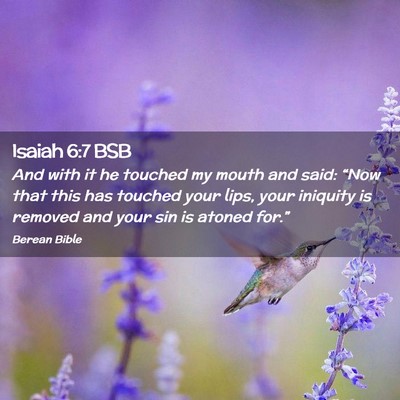 Picture 02 - Isaiah 6:7 BSB - And with it he touched my mouth and said: “Now - Bible Verse Picture