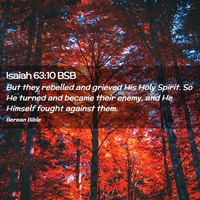 Picture 02 - Isaiah 63:10 BSB - But they rebelled and grieved His Holy Spirit. So - Bible Verse Picture