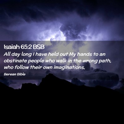 Picture 02 - Isaiah 65:2 BSB - All day long I have held out My hands to an - Bible Verse Picture