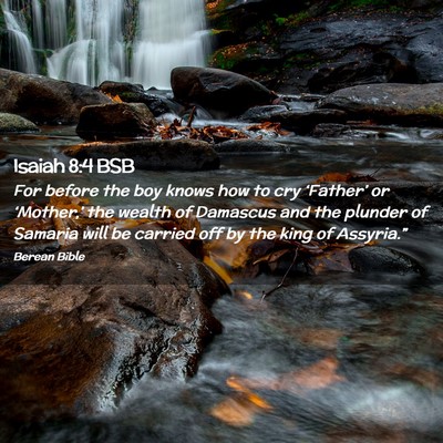 Picture 02 - Isaiah 8:4 BSB - For before the boy knows how to cry ‘Father’ - Bible Verse Picture
