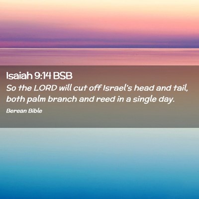 Picture 02 - Isaiah 9:14 BSB - So the LORD will cut off Israel’s head and - Bible Verse Picture