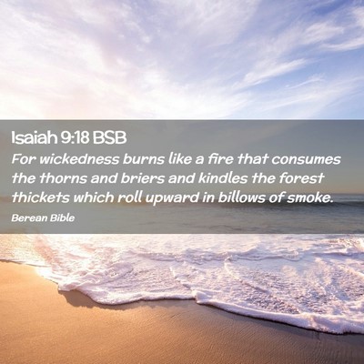 Picture 02 - Isaiah 9:18 BSB - For wickedness burns like a fire that consumes - Bible Verse Picture