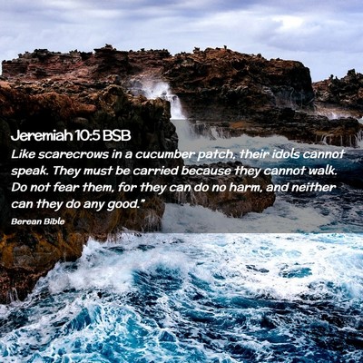 Picture 02 - Jeremiah 10:5 BSB - Like scarecrows in a cucumber patch, their idols - Bible Verse Picture