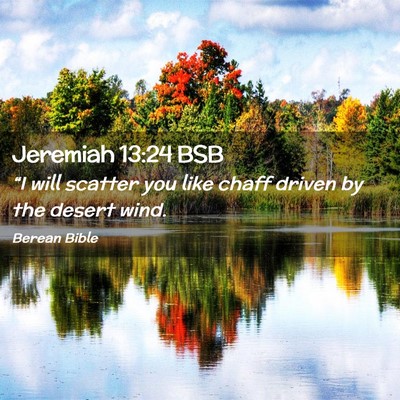 Picture 02 - Jeremiah 13:24 BSB - “I will scatter you like chaff driven by the - Bible Verse Picture