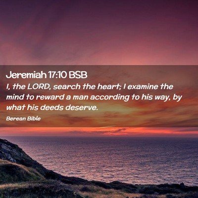 Picture 02 - Jeremiah 17:10 BSB - I, the LORD, search the heart; I examine the mind - Bible Verse Picture