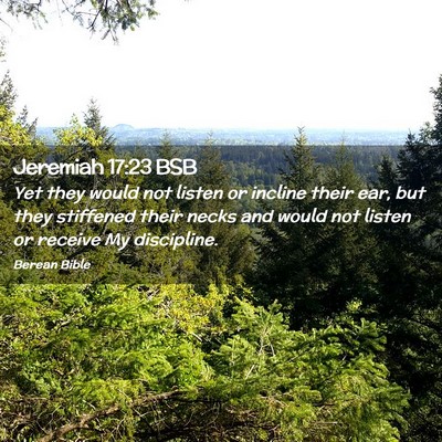 Picture 02 - Jeremiah 17:23 BSB - Yet they would not listen or incline their ear, - Bible Verse Picture
