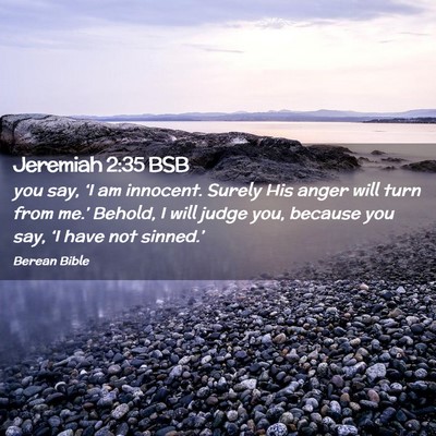Picture 02 - Jeremiah 2:35 BSB - you say, ‘I am innocent. Surely His anger will - Bible Verse Picture