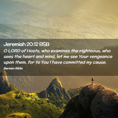 Picture 02 - Jeremiah 20:12 BSB - O LORD of Hosts, who examines the righteous, who - Bible Verse Picture