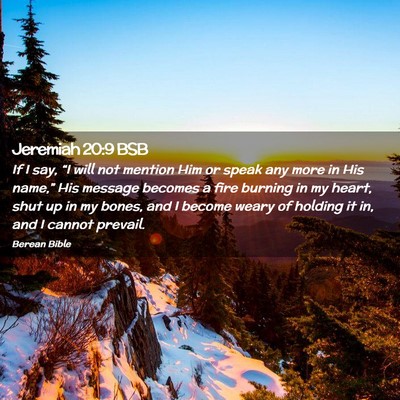 Picture 02 - Jeremiah 20:9 BSB - If I say, “I will not mention Him or speak any - Bible Verse Picture