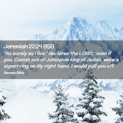Picture 02 - Jeremiah 22:24 BSB - “As surely as I live,” declares the LORD, - Bible Verse Picture