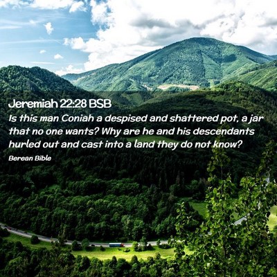 Picture 02 - Jeremiah 22:28 BSB - Is this man Coniah a despised and shattered pot, - Bible Verse Picture