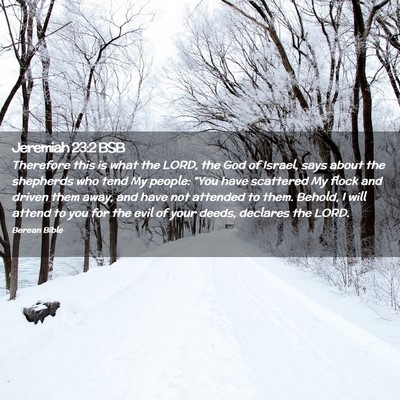 Picture 02 - Jeremiah 23:2 BSB - Therefore this is what the LORD, the God of - Bible Verse Picture