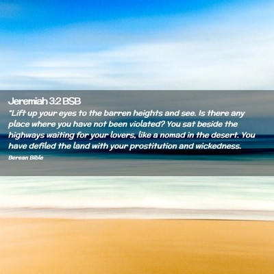 Picture 02 - Jeremiah 3:2 BSB - “Lift up your eyes to the barren heights and - Bible Verse Picture