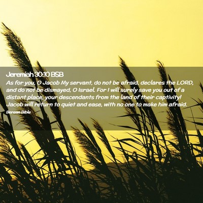 Picture 02 - Jeremiah 30:10 BSB - As for you, O Jacob My servant, do not be afraid, - Bible Verse Picture