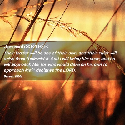 Picture 02 - Jeremiah 30:21 BSB - Their leader will be one of their own, and their - Bible Verse Picture