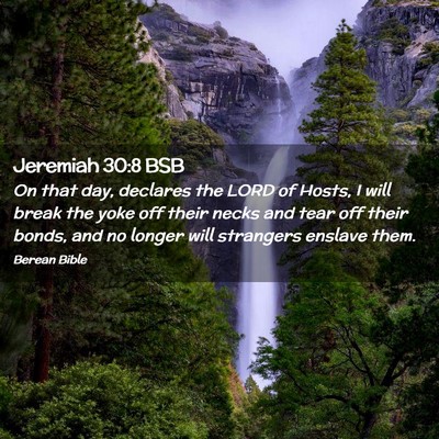 Picture 02 - Jeremiah 30:8 BSB - On that day, declares the LORD of Hosts, I will - Bible Verse Picture
