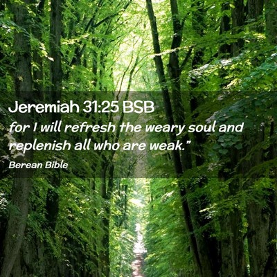 Picture 02 - Jeremiah 31:25 BSB - for I will refresh the weary soul and replenish - Bible Verse Picture