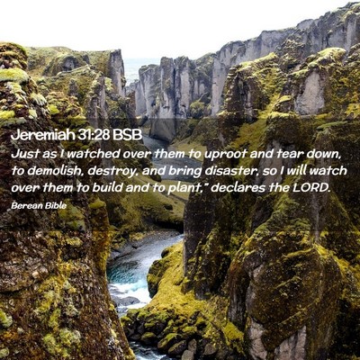 Picture 02 - Jeremiah 31:28 BSB - Just as I watched over them to uproot and tear - Bible Verse Picture