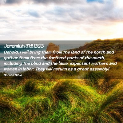 Picture 02 - Jeremiah 31:8 BSB - Behold, I will bring them from the land of the - Bible Verse Picture