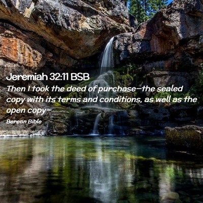 Picture 02 - Jeremiah 32:11 BSB - Then I took the deed of purchase—the sealed - Bible Verse Picture