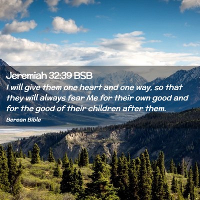 Picture 02 - Jeremiah 32:39 BSB - I will give them one heart and one way, so that - Bible Verse Picture