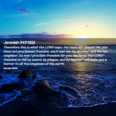 Picture 02 - Jeremiah 34:17 BSB - Therefore this is what the LORD says: You have - Bible Verse Picture