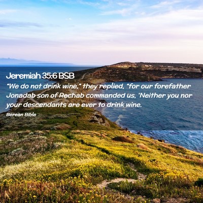 Picture 02 - Jeremiah 35:6 BSB - “We do not drink wine,” they replied, “for - Bible Verse Picture