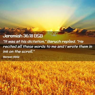 Picture 02 - Jeremiah 36:18 BSB - “It was at his dictation,” Baruch replied. - Bible Verse Picture