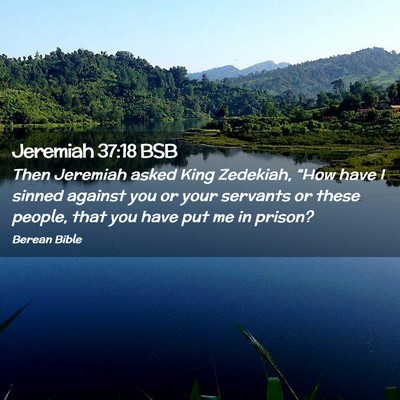 Picture 02 - Jeremiah 37:18 BSB - Then Jeremiah asked King Zedekiah, “How have I - Bible Verse Picture