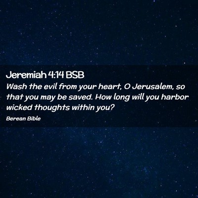 Picture 02 - Jeremiah 4:14 BSB - Wash the evil from your heart, O Jerusalem, so - Bible Verse Picture