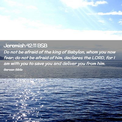 Picture 02 - Jeremiah 42:11 BSB - Do not be afraid of the king of Babylon, whom you - Bible Verse Picture